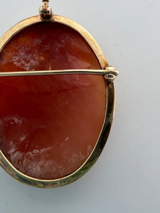 10k Yellow Gold Antique Harp Cameo Brooch/ Pendant Original Box Donadio Naples