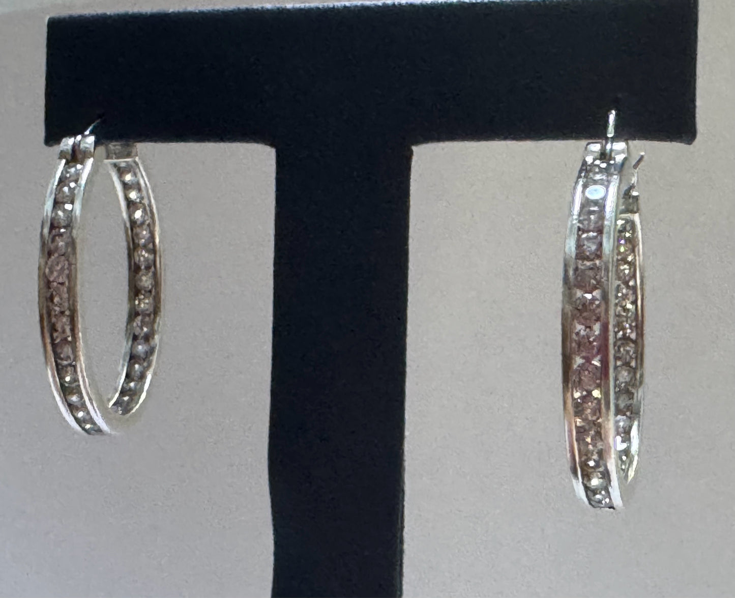 Sterling Silver Hoop Earrings CZ