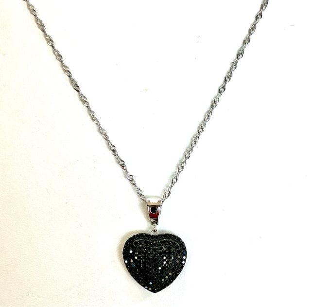 Sterling Silver Black Spinal Pendant & Necklace JTV New