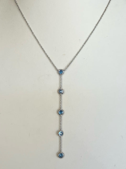 Sterling Silver Blue Topaz 17" Necklace New JTV