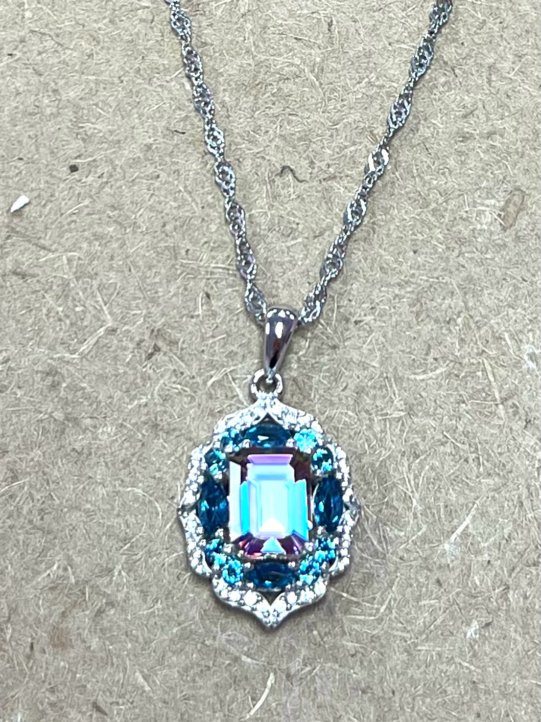Sterling Silver Gemstone Pendant & Necklace JTV New