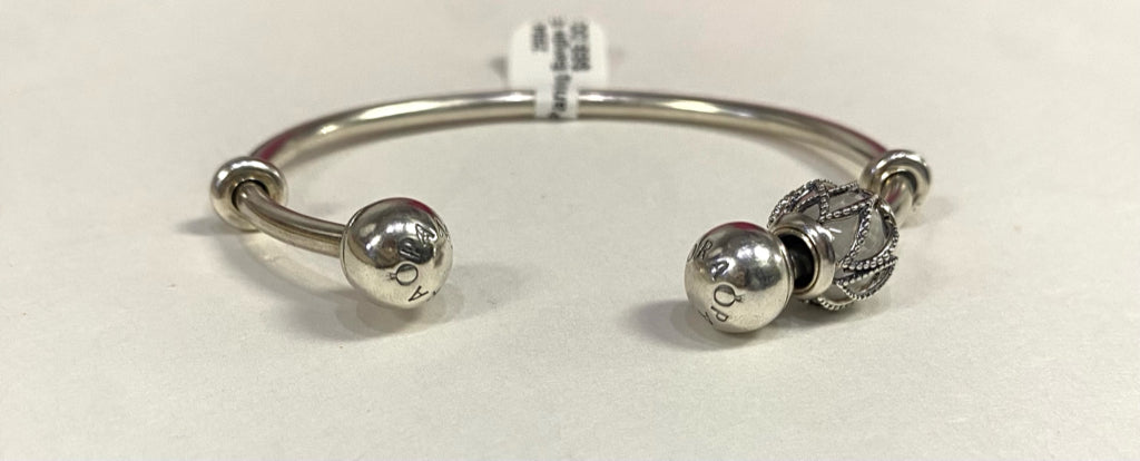 Pandora Sterling Bangle Bracelet w/ Charm