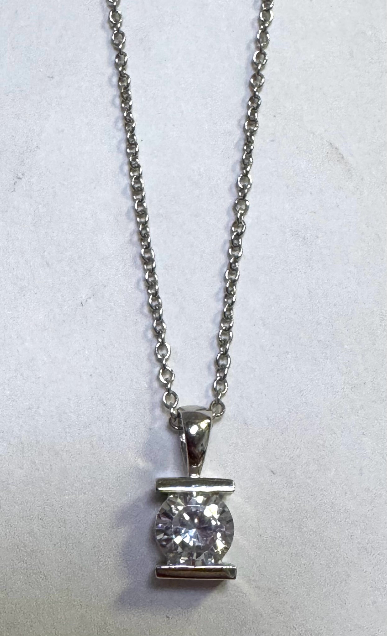 Sterling Silver CZ Pendant & 18" Chain