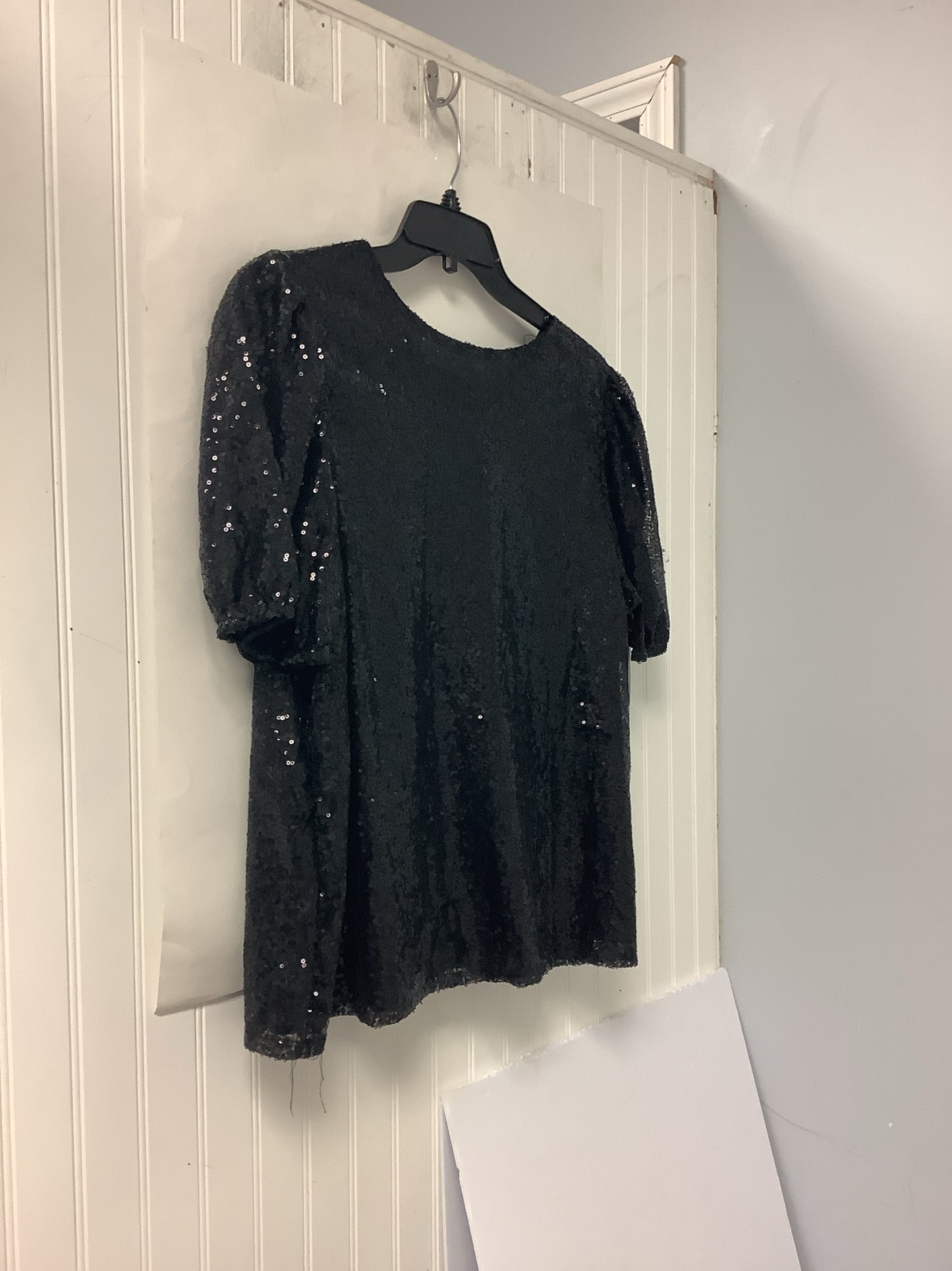 Black Sequined BooHoo NEW Short Sleeve Shirt Women's