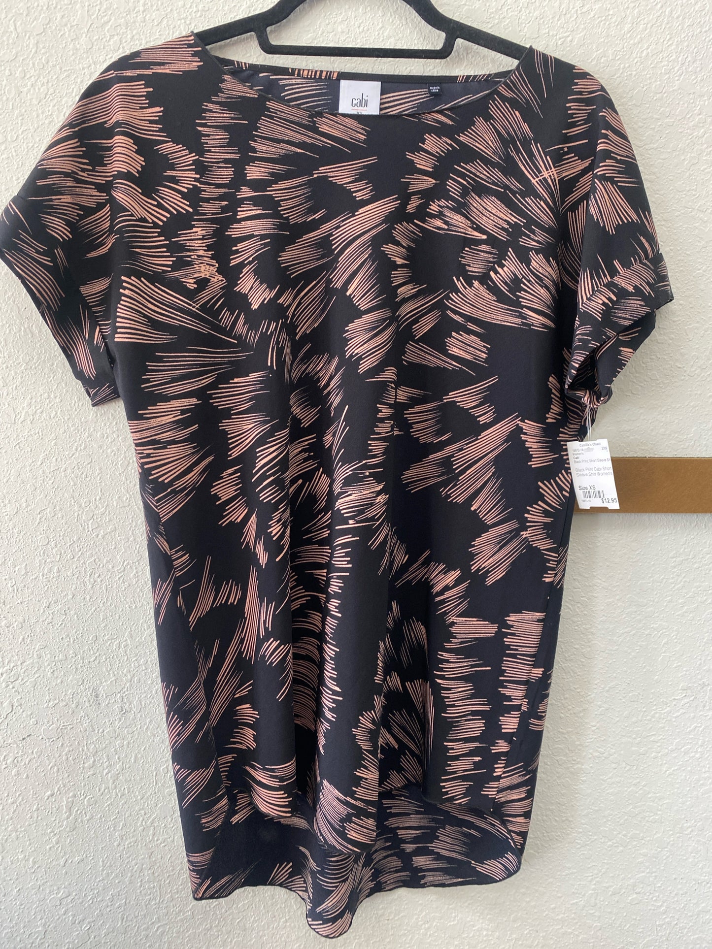 Black Print Cabi Short Sleeve Shirt Women's