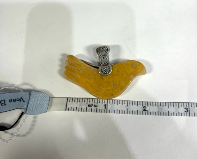 Carolyn Pollack Yellow Jasper Sterling Silver Bird Pendant Southwestern Relios