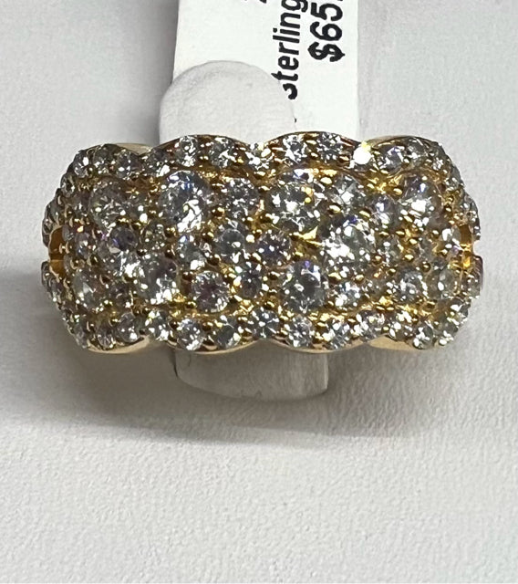 Gold Over Sterling CZ Ring Size 8 JTV Pave Band