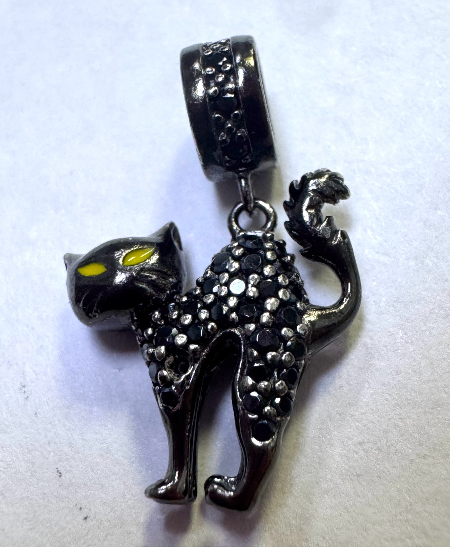 Gnoce Sterling Silver Bead Black Cat Charm