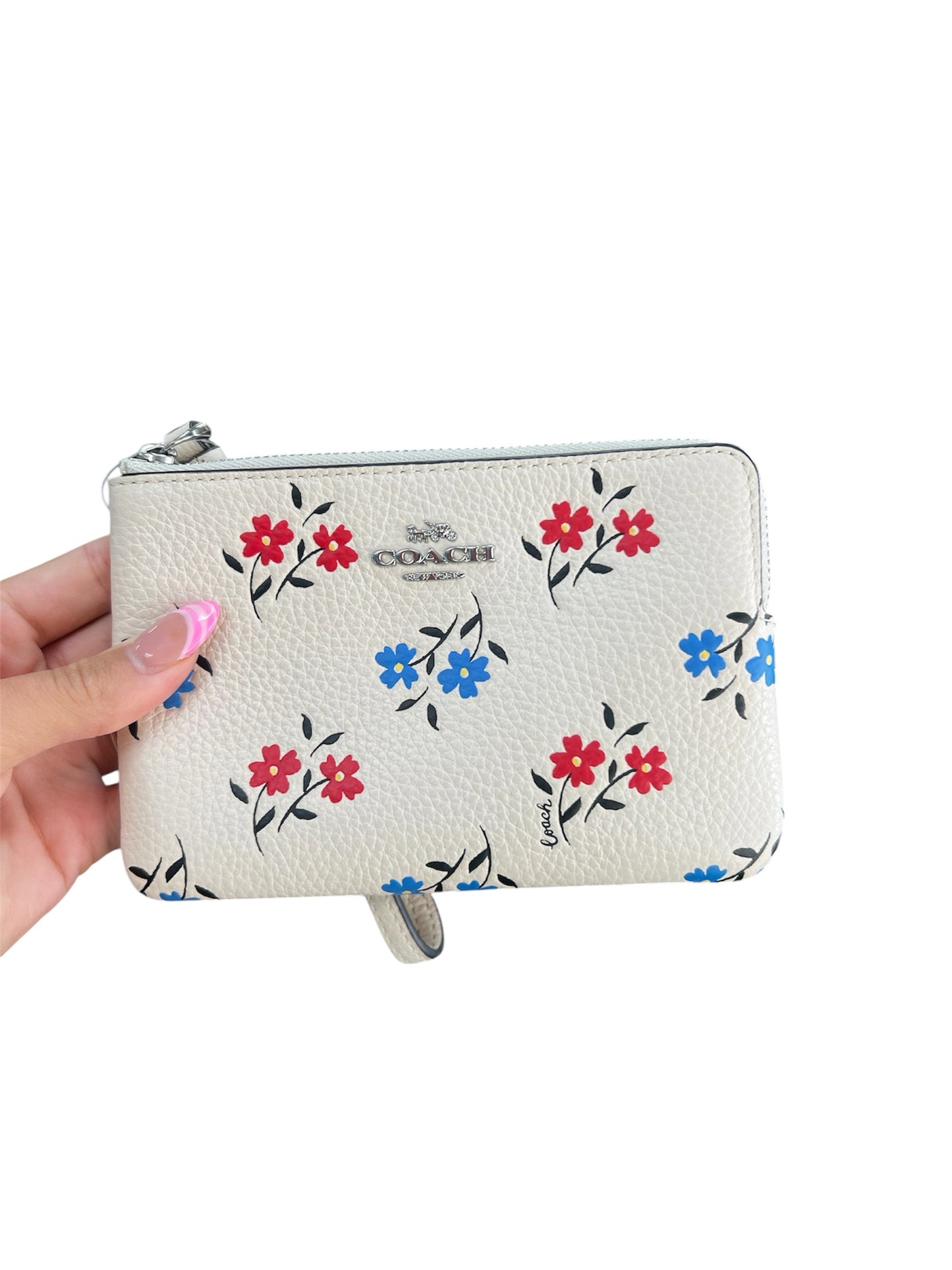Designer Coach White/Blue/Red Wristlet