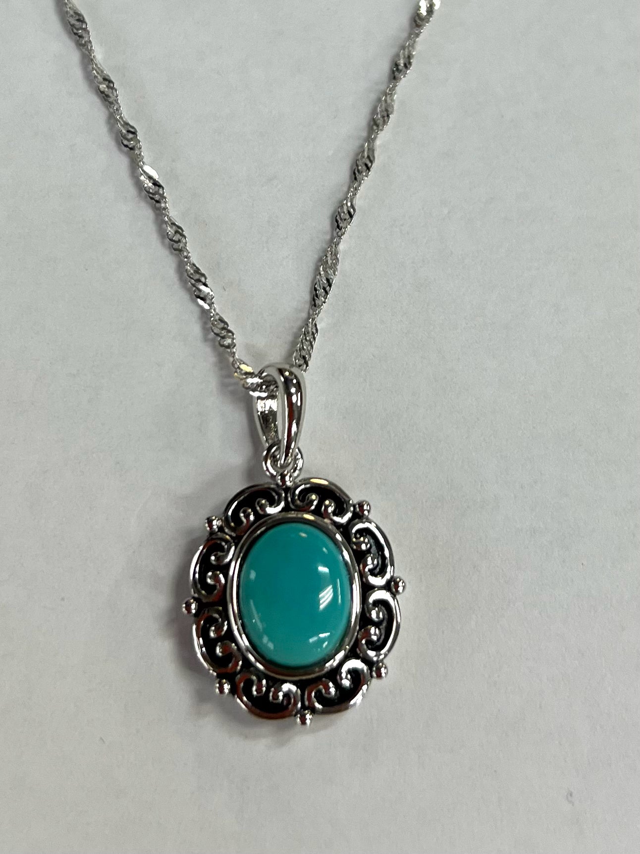 Sterling Silver Turquoise Pendant & Chain JTV New