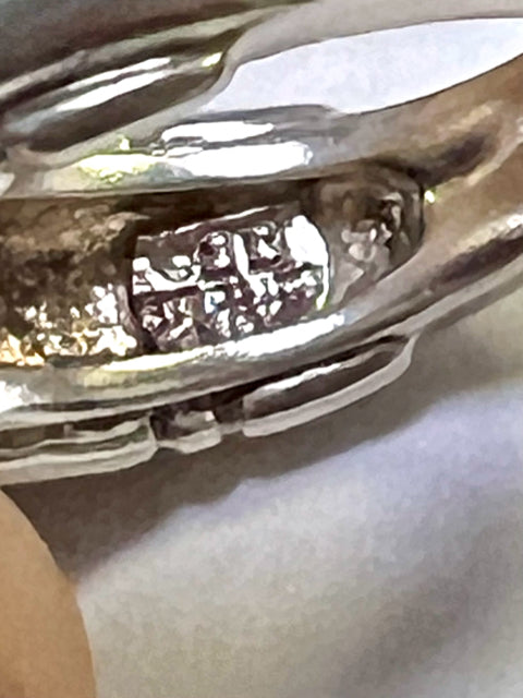 18k Yellow Gold & Sterling Silver Oval Chalcedony Ring Size 6.25