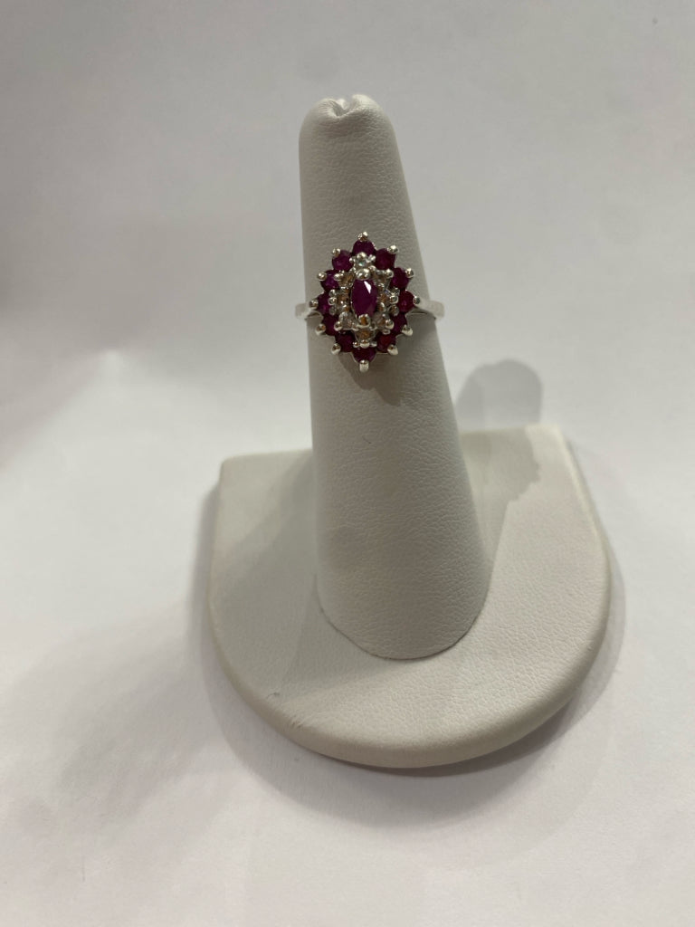 Sterling Silver Ruby Ring Size 5.75