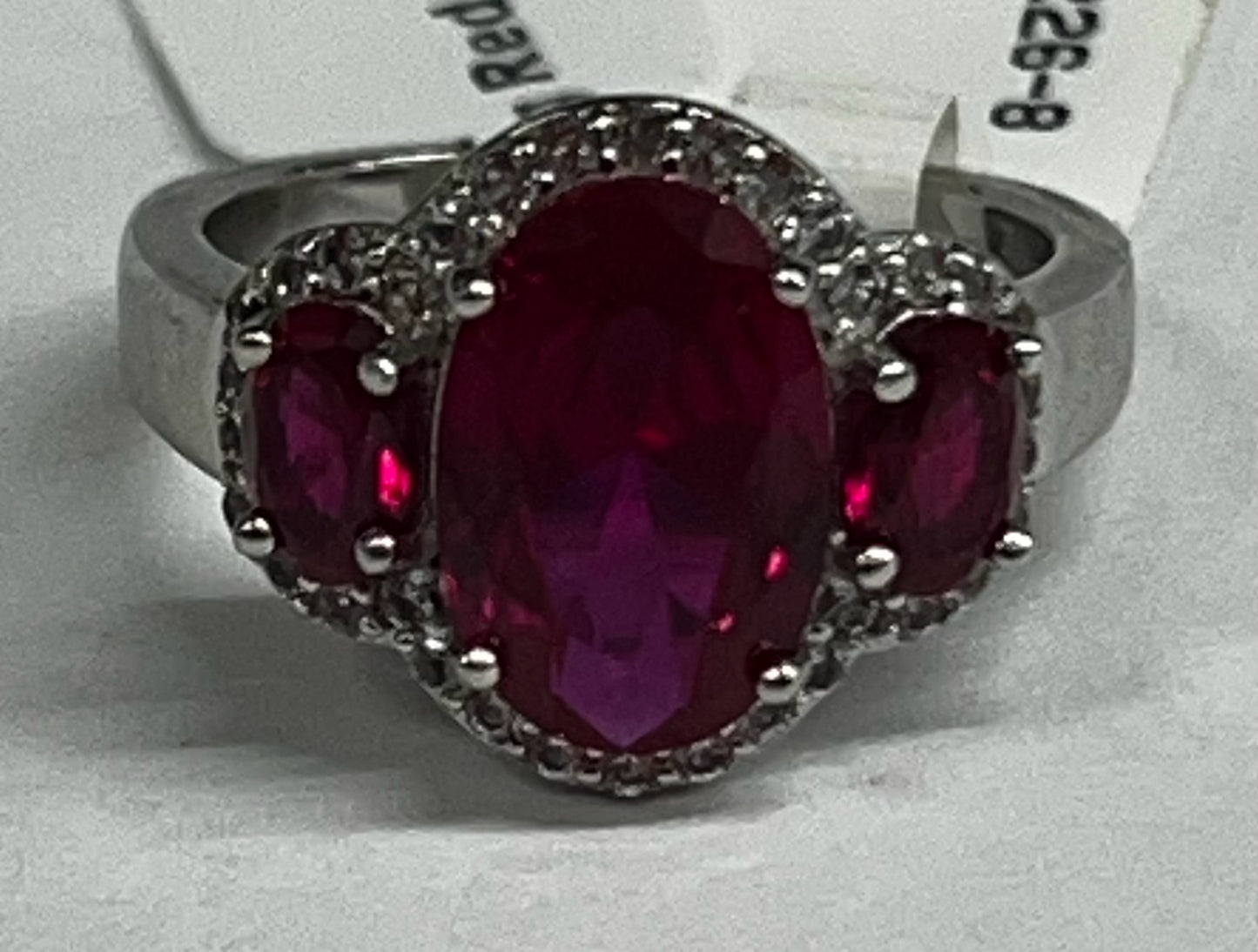 Sterling Silver Red White CZ Ring New JTV Size 8