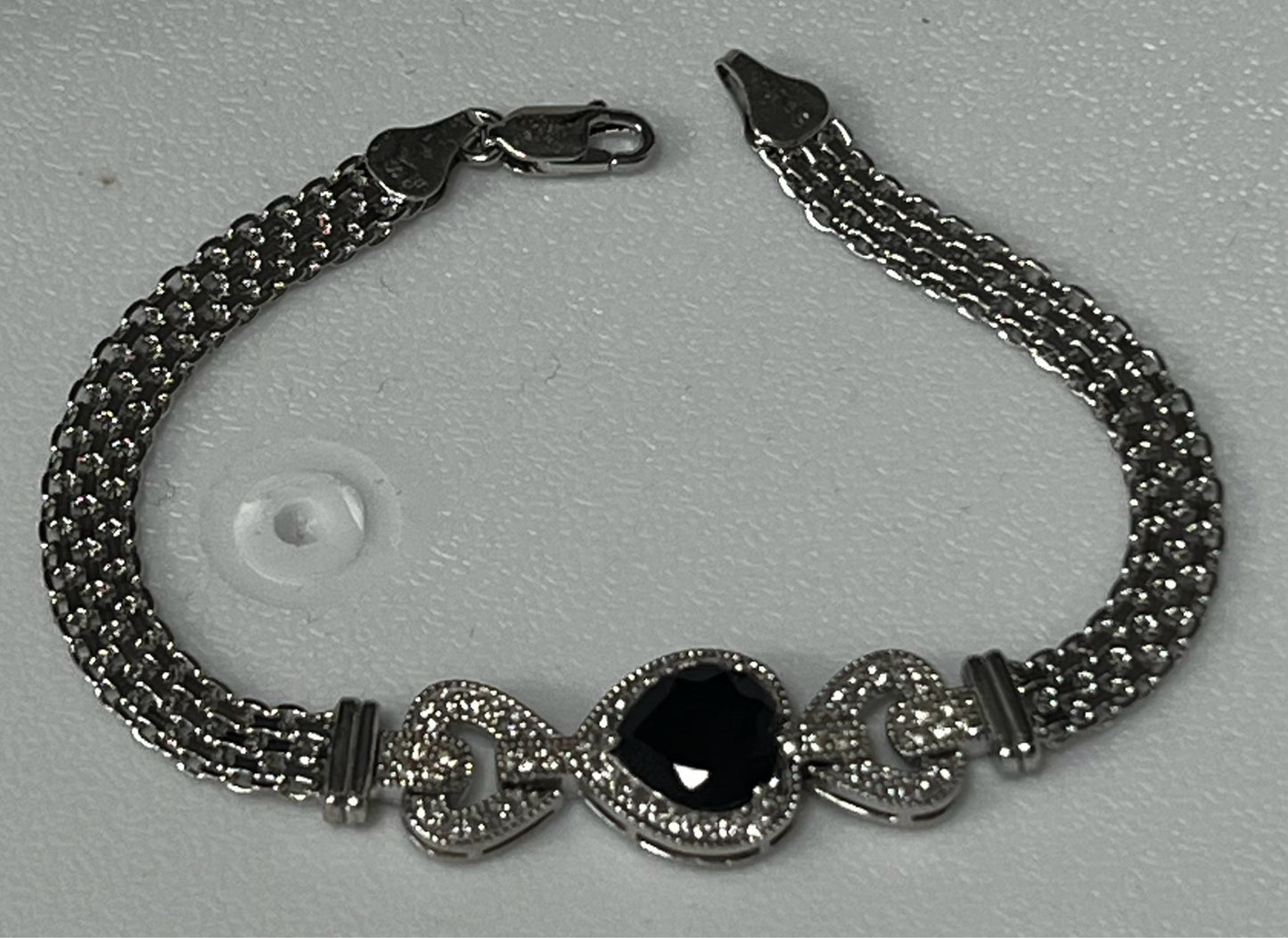Sterling Silver Onyx Bracelet New JTV 8"