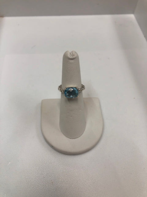 Pandora Sterling Silver Ring Size 6.5 Blue Topaz