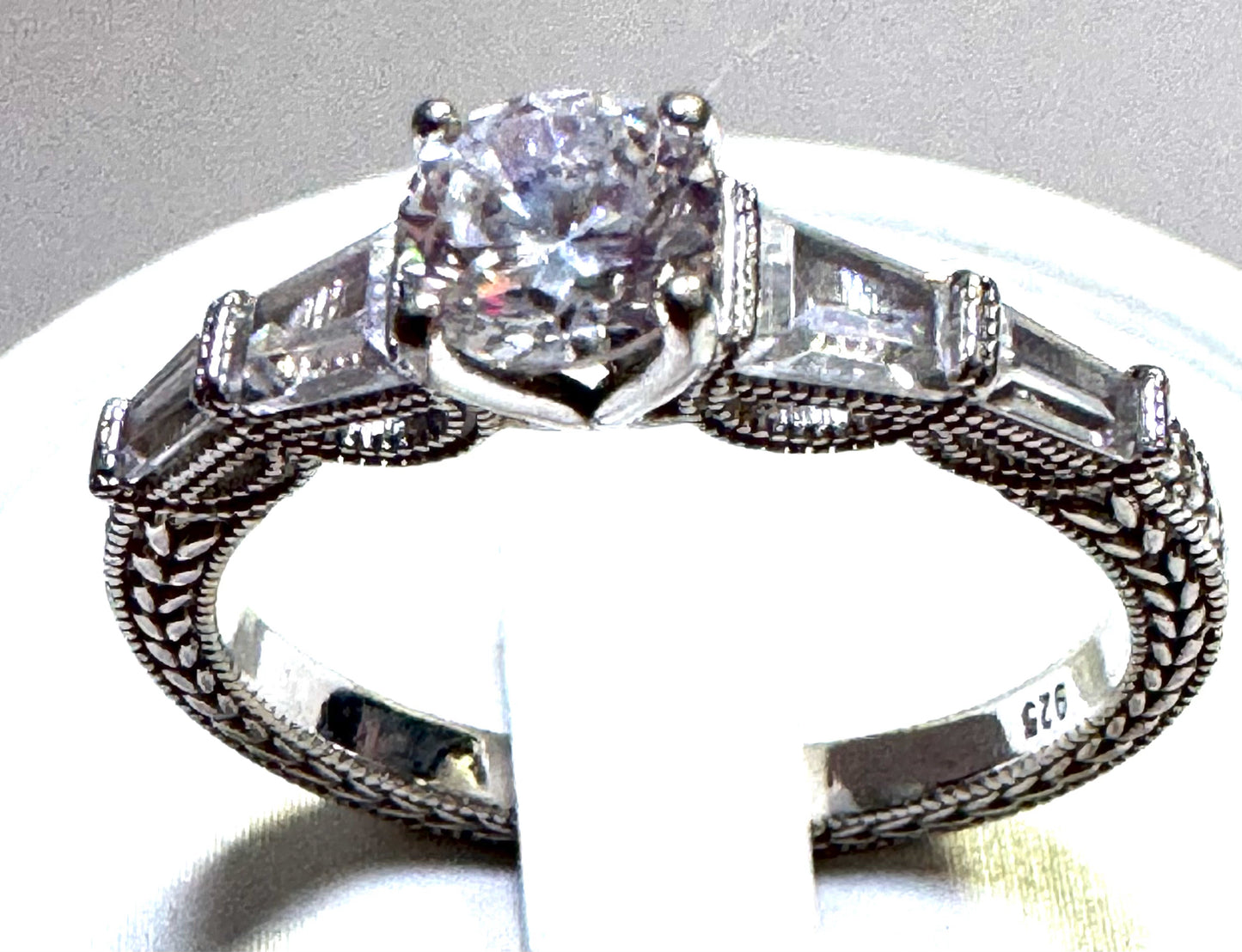 Sterling Silver Ring Size 9.75 CZ