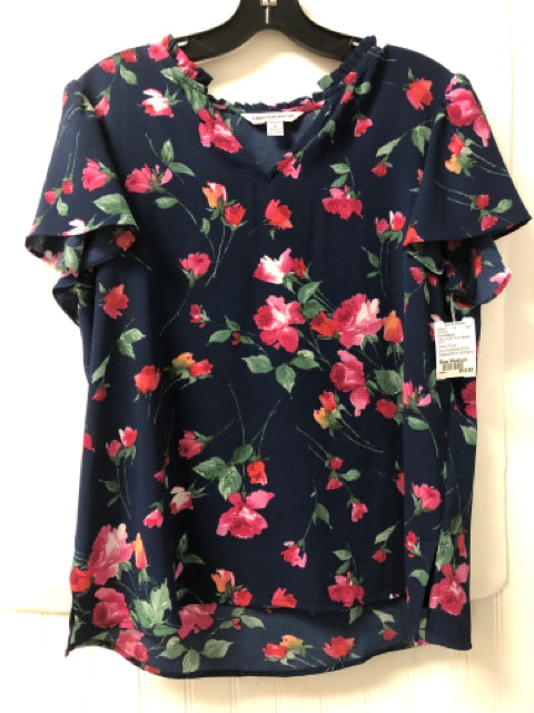 Navy Floral Counterparts Short Sleeve Shirt Women's