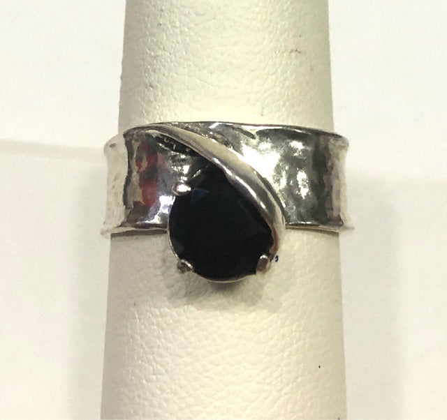 Sterling Silver Onyx Ring Size 9