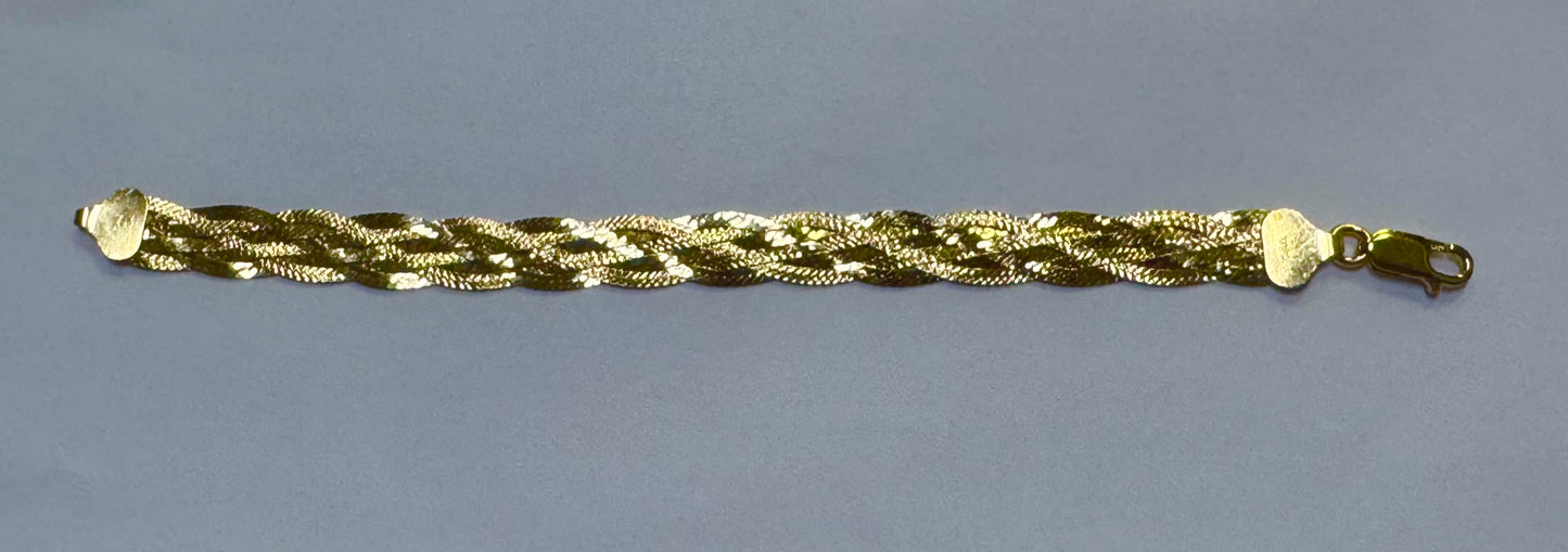 Gold Over Sterling Silver Bracelet 7"