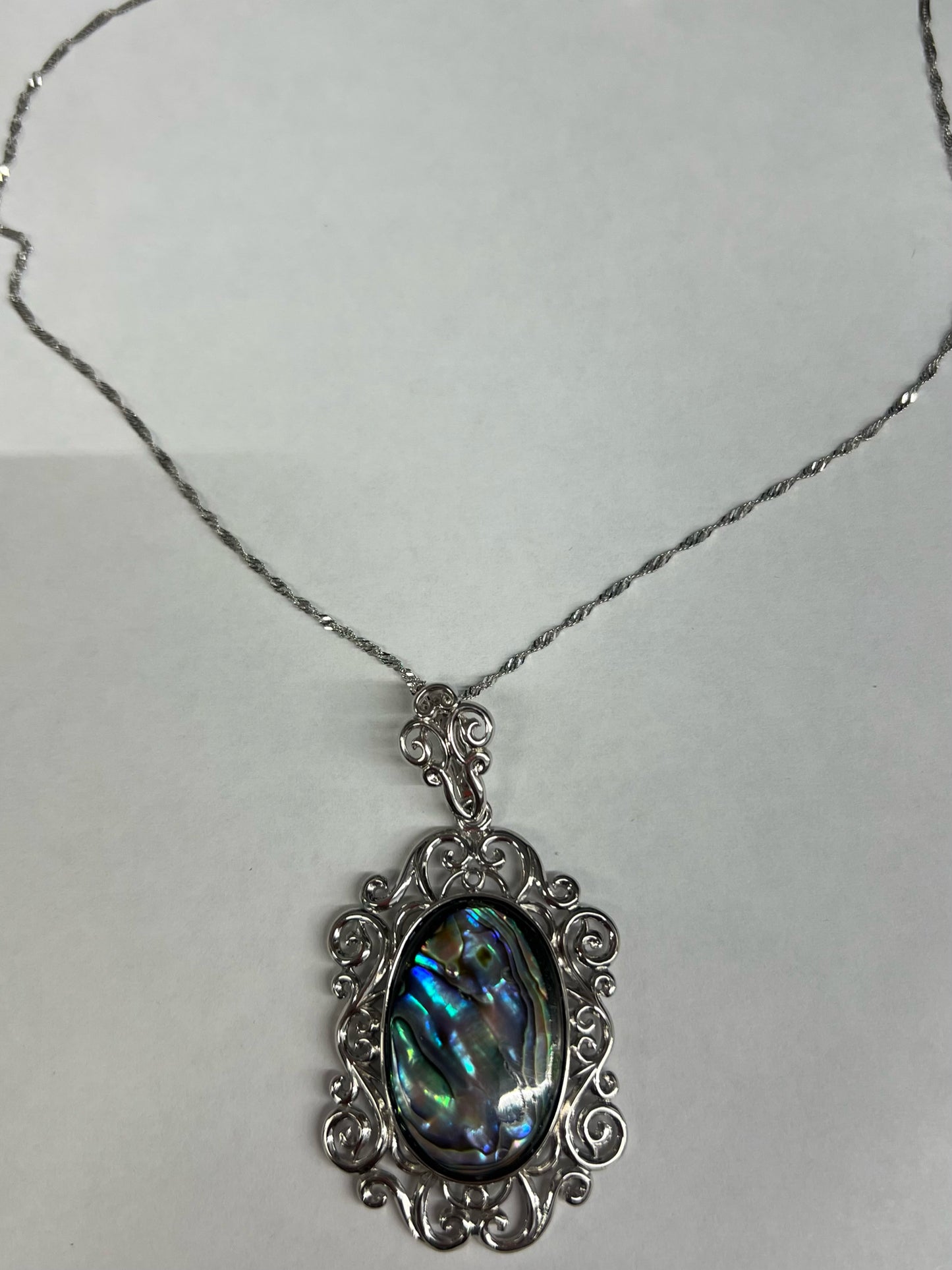 Sterling Abalone Pendant & Necklace New JTV