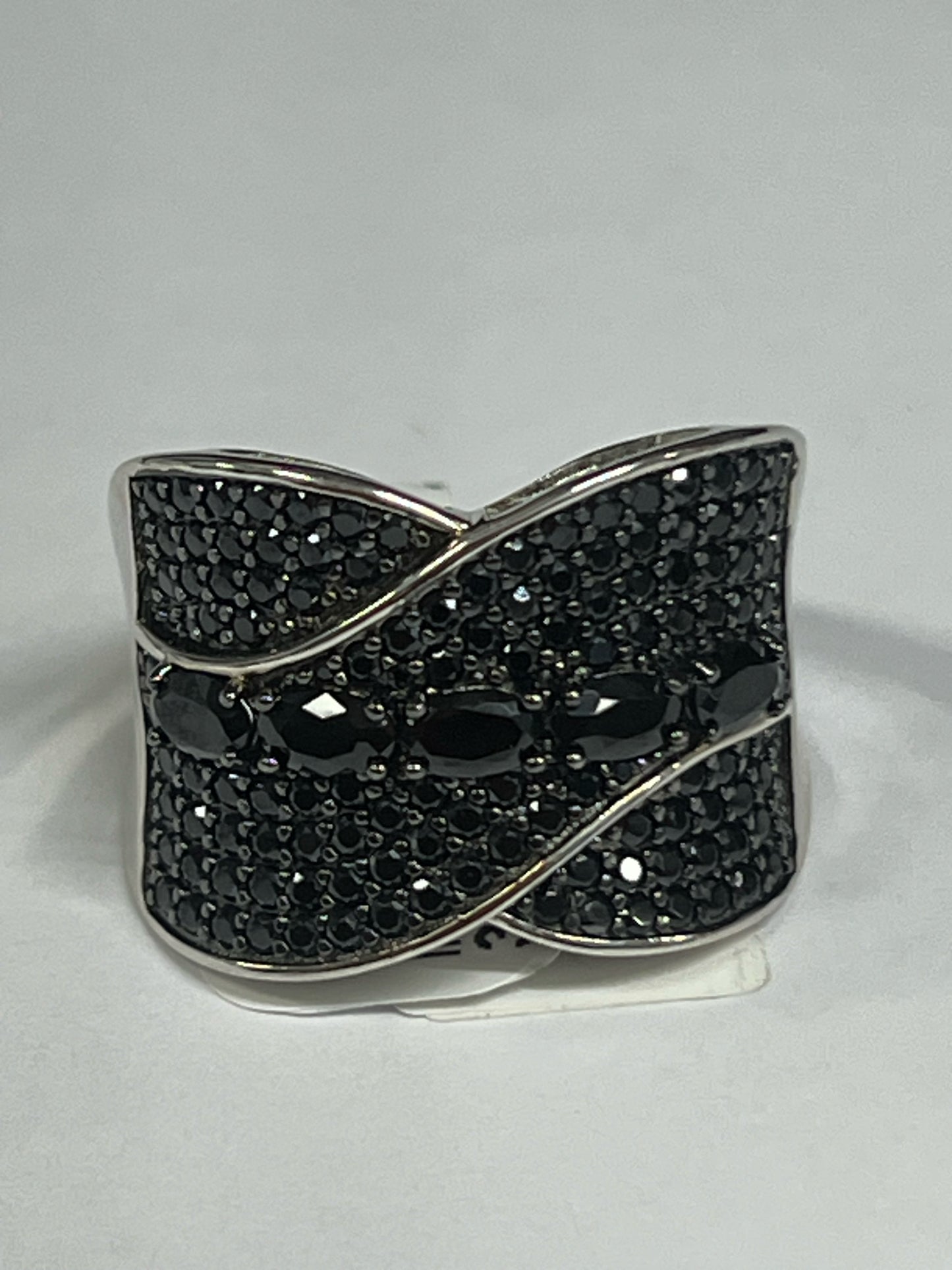 Sterling Silver Black Spinel ring Size 9 JTV New