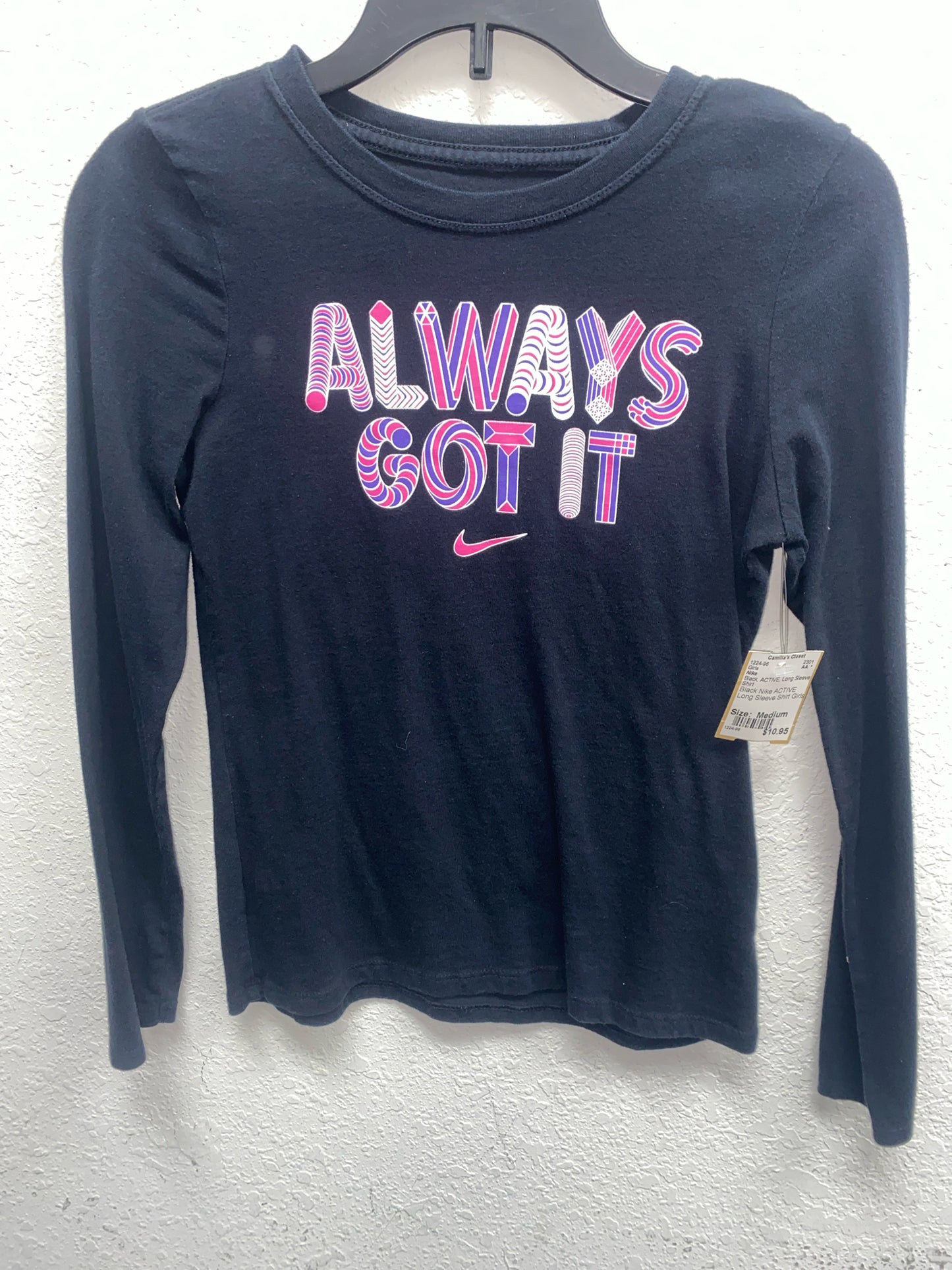 Black Nike ACTIVE Long Sleeve Shirt Girls