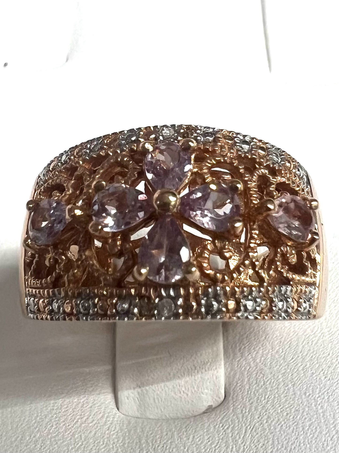 Gold Over Sterling Silver Morganite Ring JTV Size 8