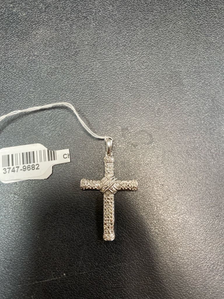 Chuck Clemency Sterling Silver Cross Diamond Pendant