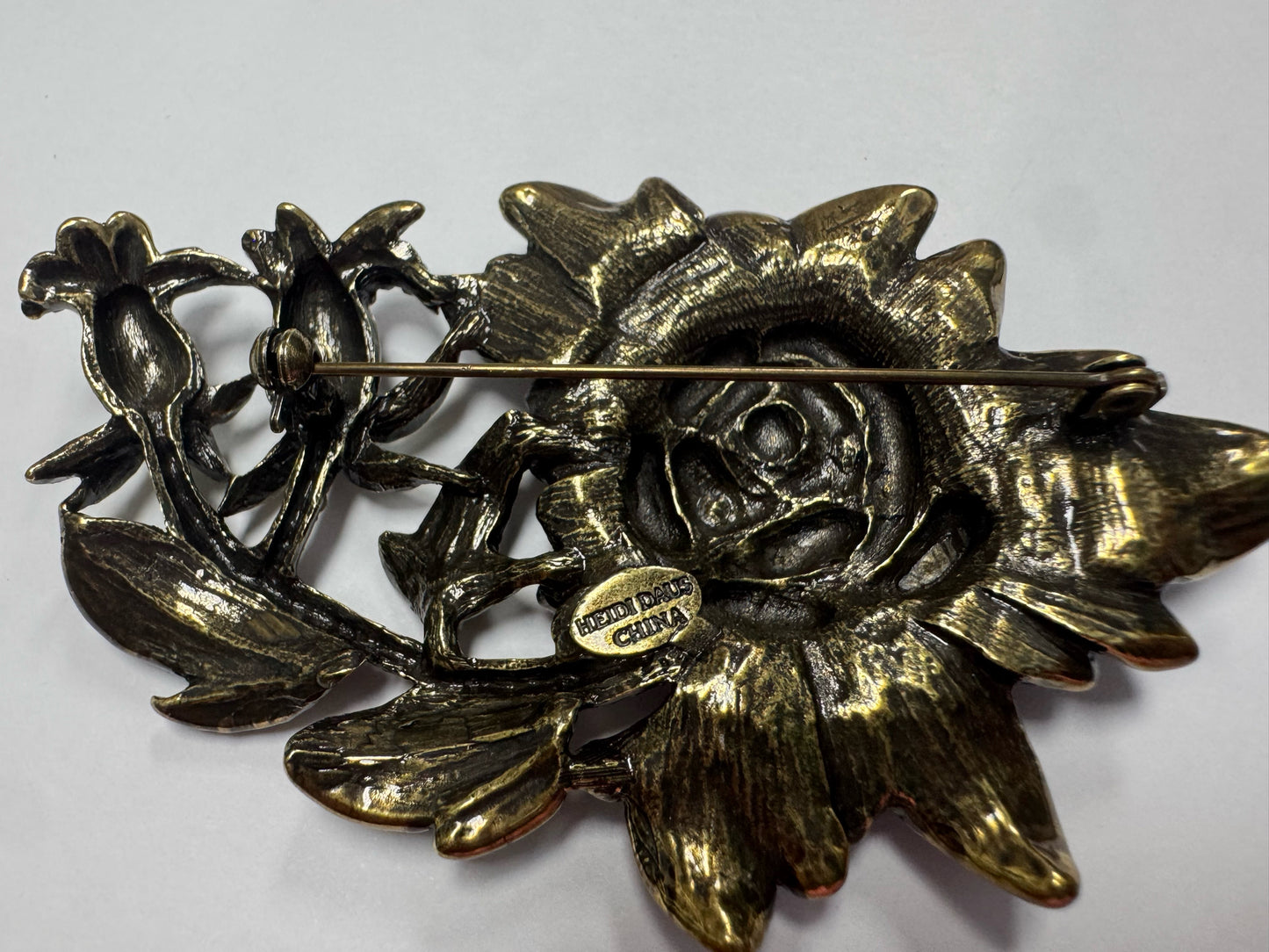 RETIRED HTF Vintage Heidi Daus Moody Hue Rose Large Pin Brooch 4" x 2.25"