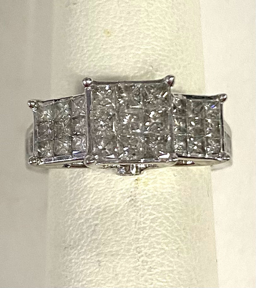 10k White Gold Diamond Ring Past Present Future