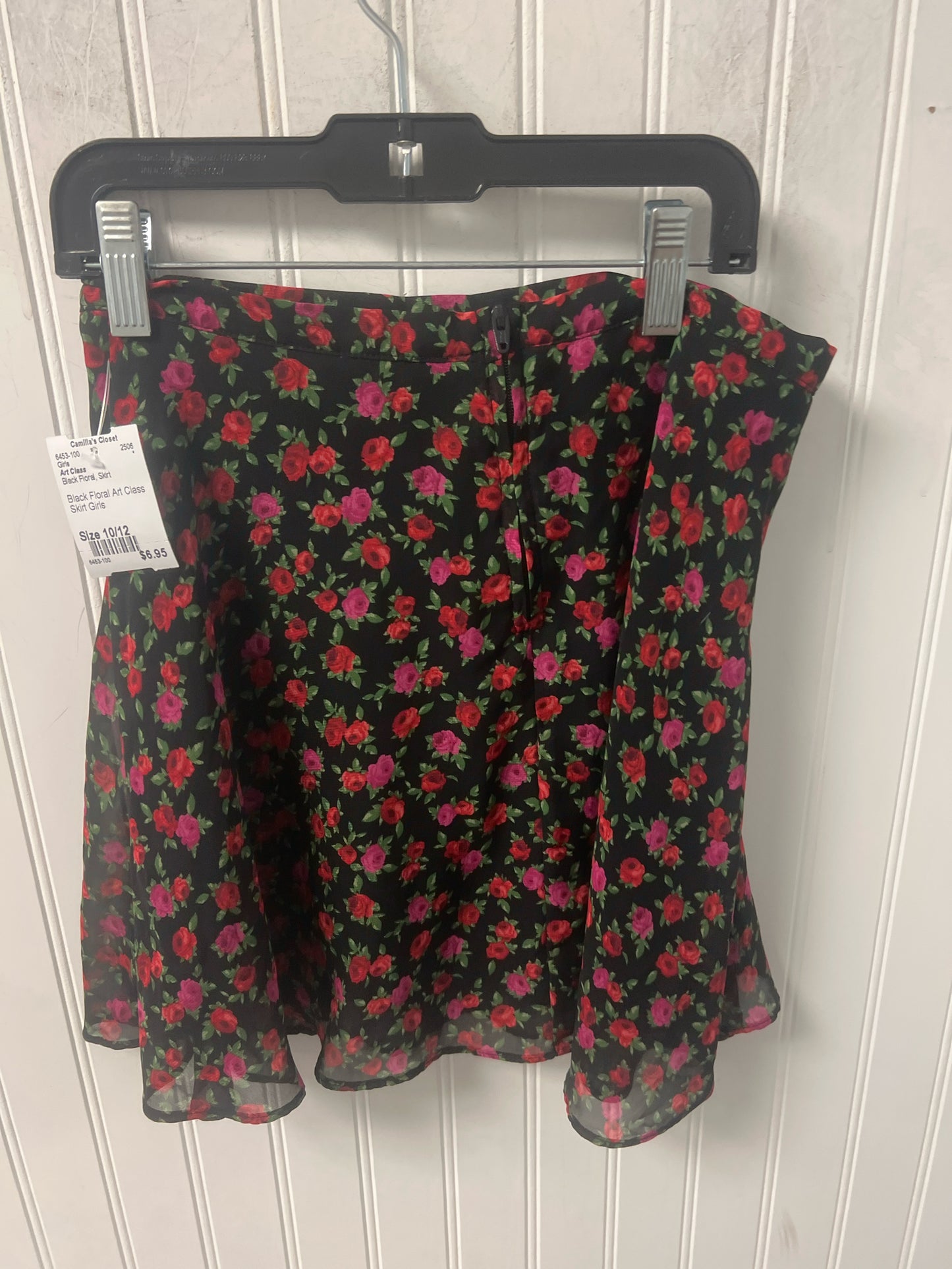 Black Floral Art Class Skirt Girls