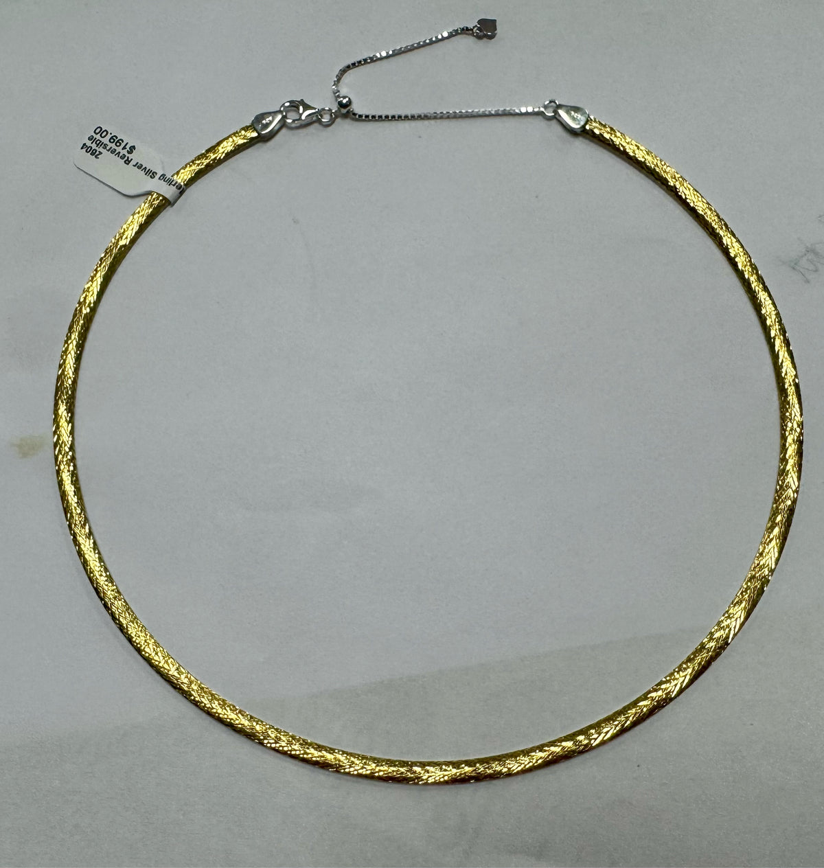 Sterling Silver & Gold Over Sterling Reversible Omega 20" New JTV Adj