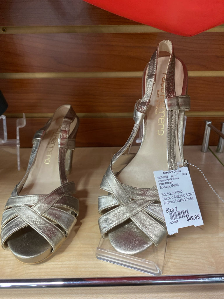 Boutique Paco Herrero Metallic Size 7 Women Heels/Shoes