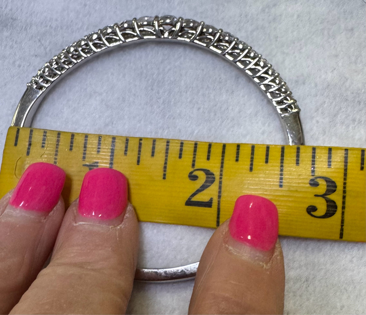 Alwand Vahan AV Sterling Silver Cubic Zirconia CZ Oval Hinged Bangle