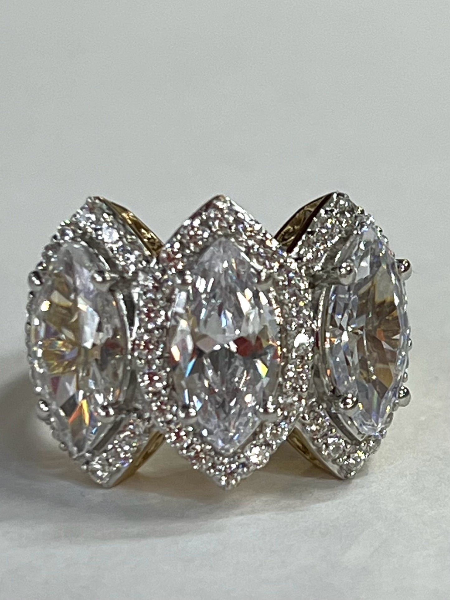Gold Over Sterling Silver CZ Ring New Size 8 JTV