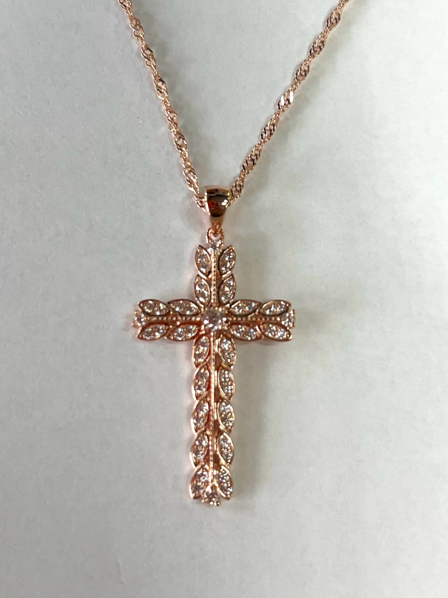 Rose over Sterling CZ Pendant & Chain New JTV