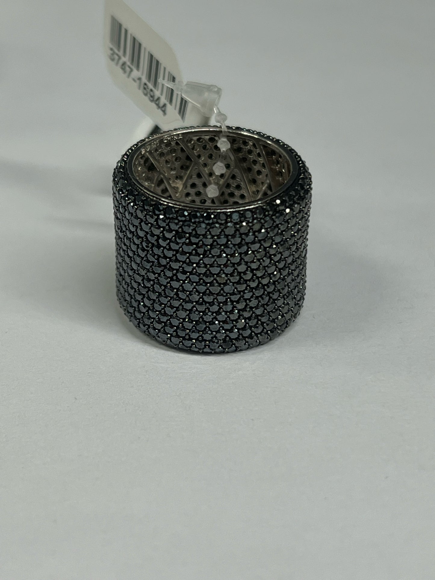 Sterling Silver Black Spinel ring Size 9 JTV New