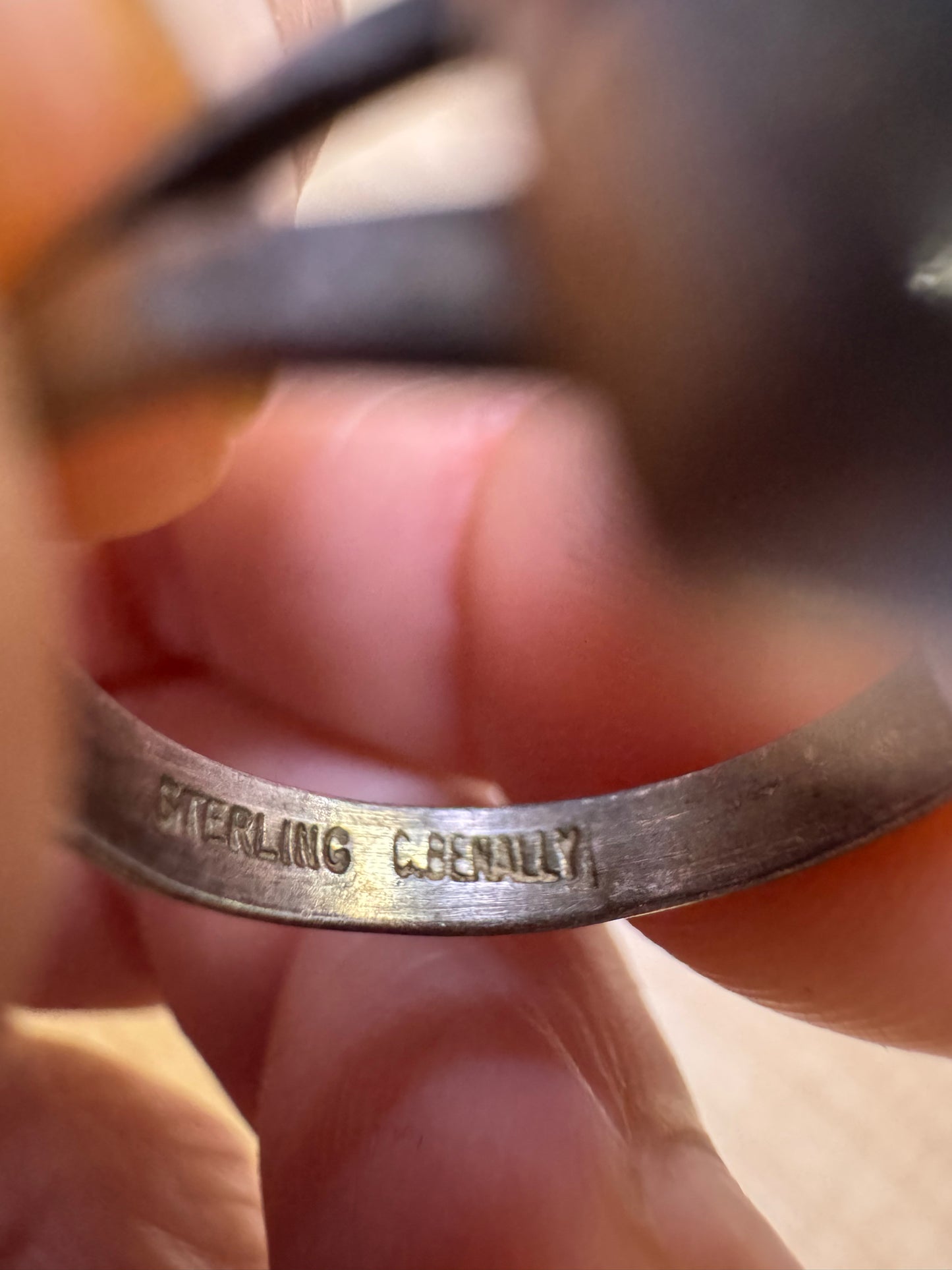 C. Benally Native American Sterling Silver Inlay Turquoise Lapis Ring SZ 7.5