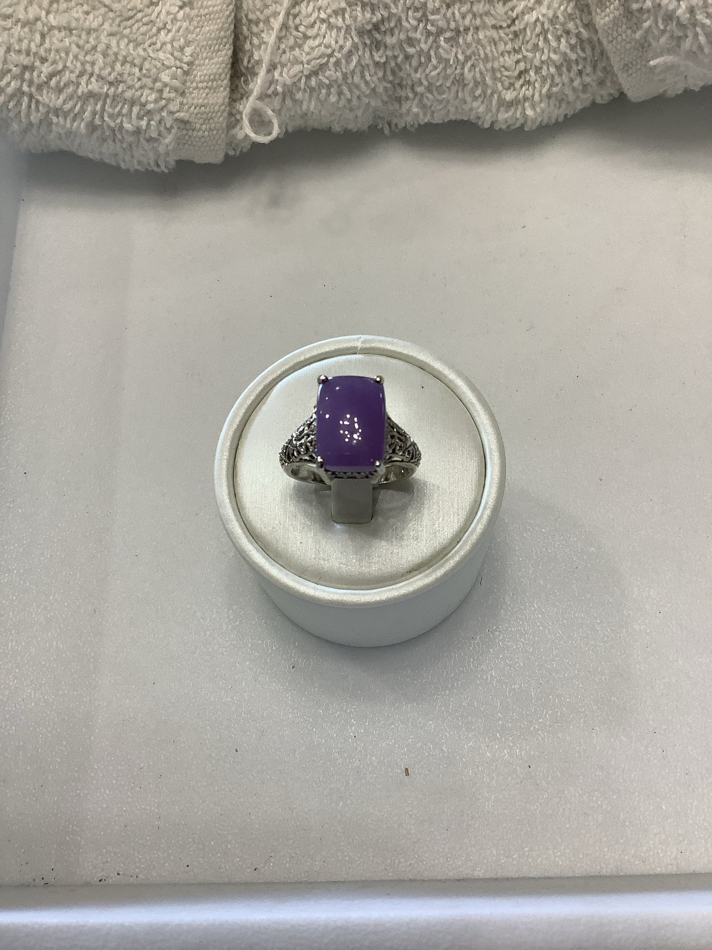 Sterling Silver Lavender Jade Ring Size 9