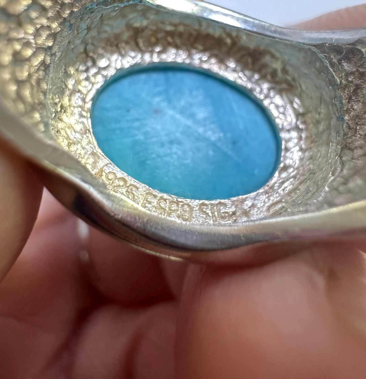 ESPO SIG Joseph Esposito 925 Sterling Silver Vintage Real Turquoise Ring Size 8