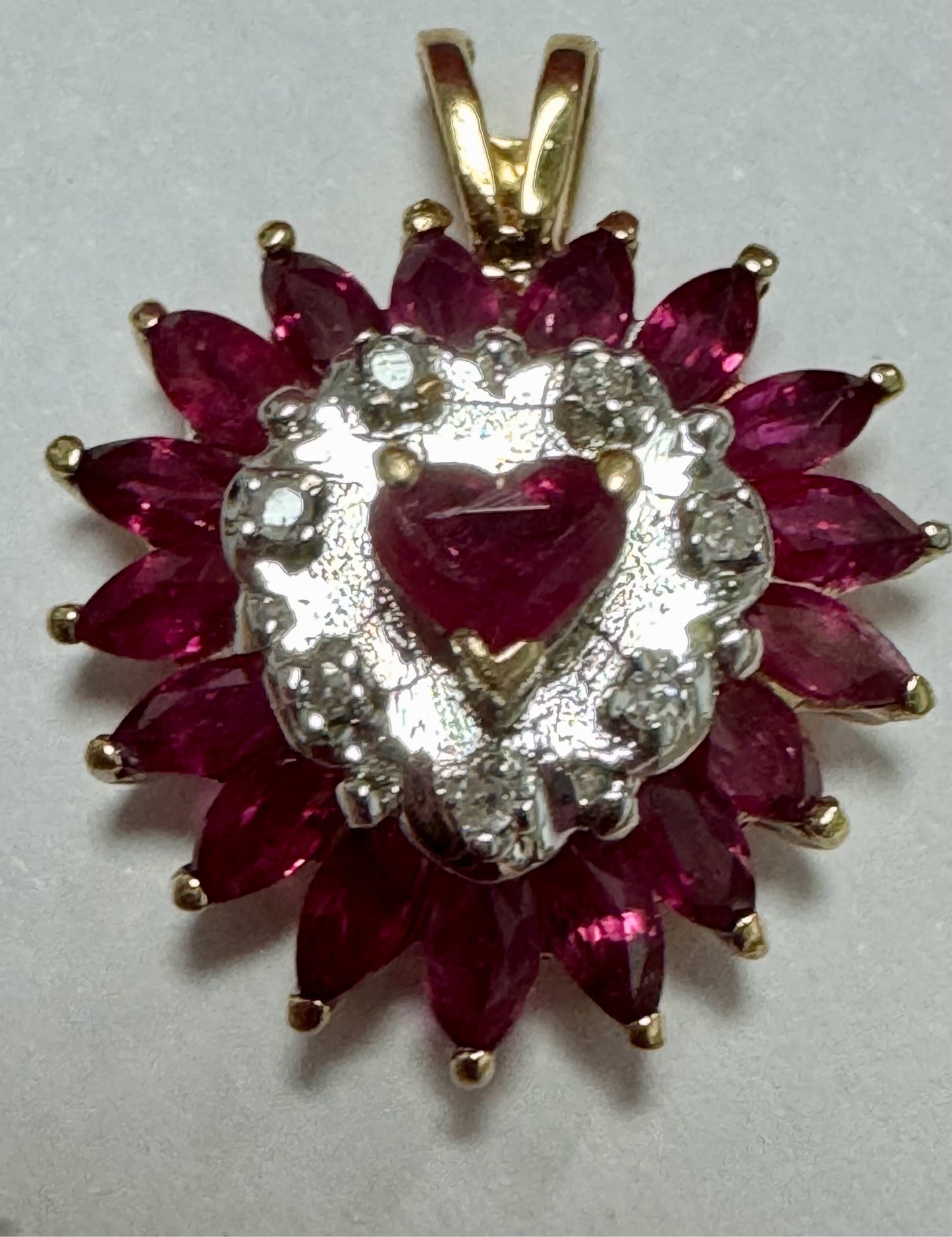14k Yellow Gold Ruby & Diamond Pendant