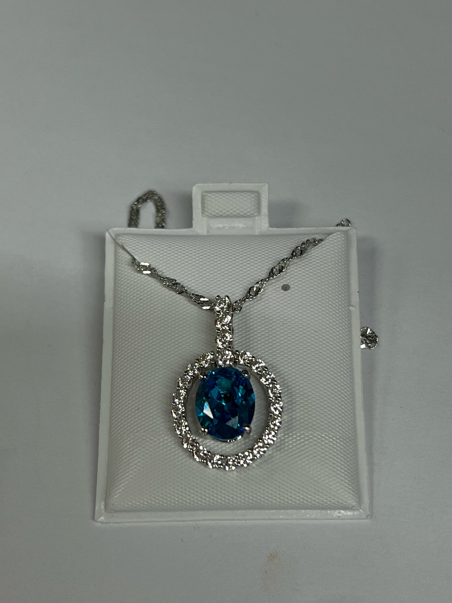 Sterling Silver Blue Topaz Necklace New JTV