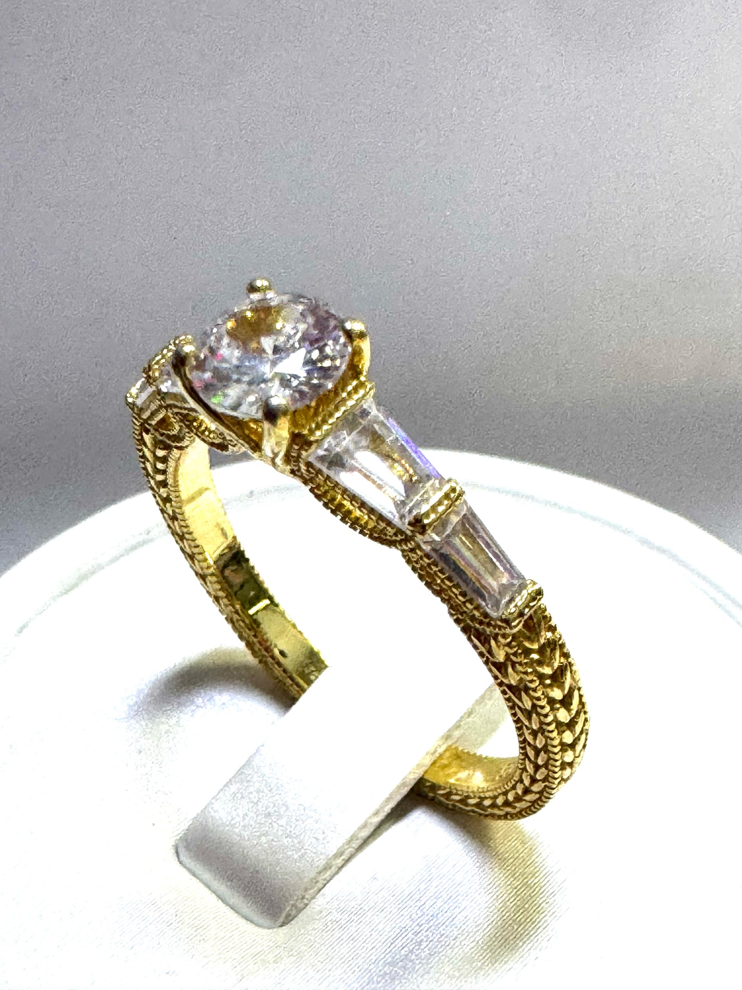 Gold Over Sterling Silver CZ Ring Size 9.75