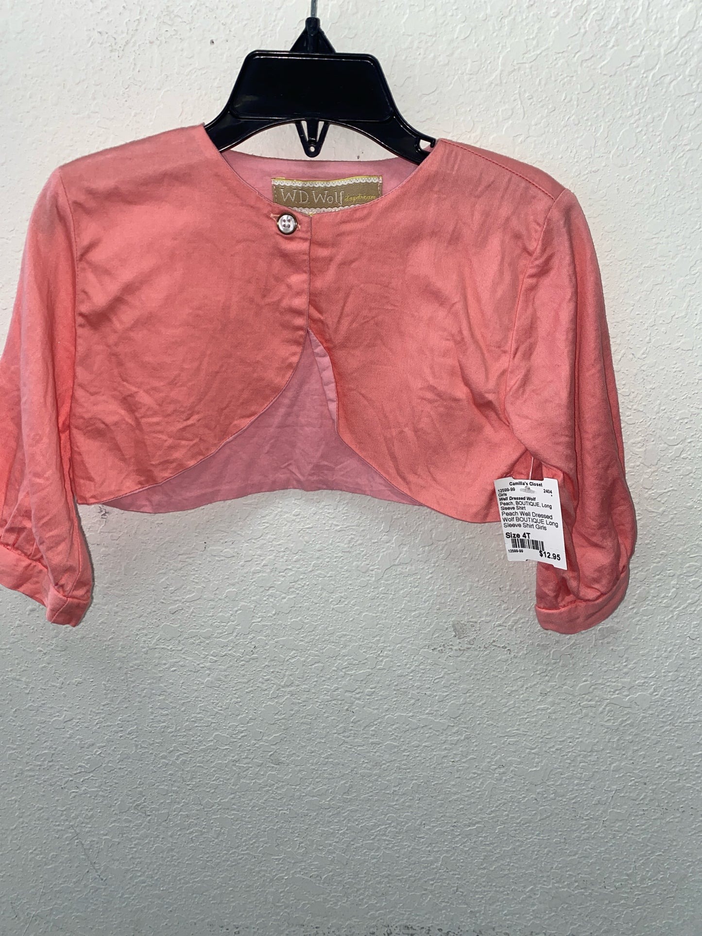 Peach Well Dressed Wolf BOUTIQUE Long Sleeve Shirt Girls