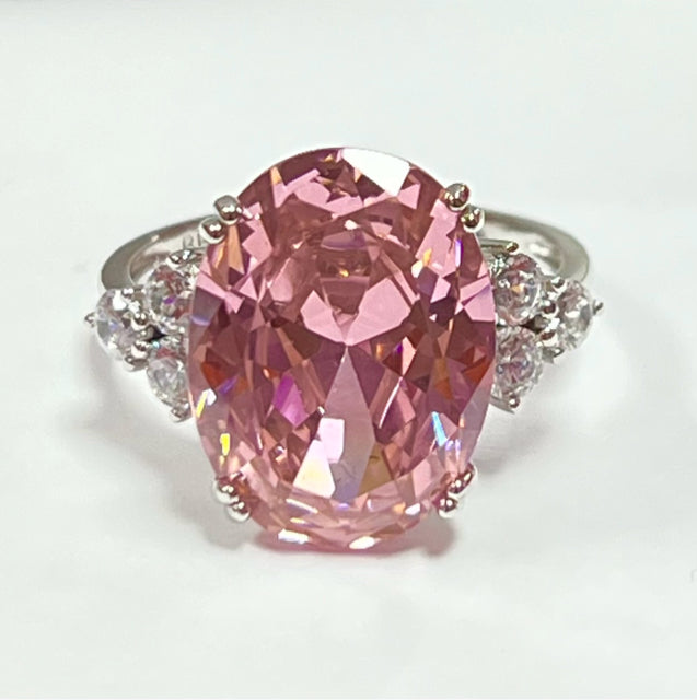Sterling Silver Pink CZ Size 8 JTV