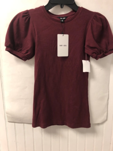 Burgundy Saint + Sofia NEW Short Sleeve Shirt Women's