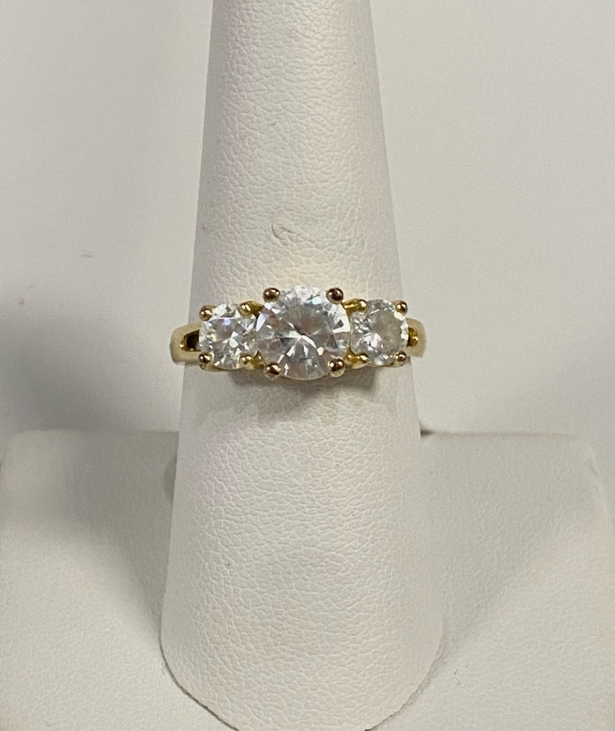 Gold Over Sterling Ring Size 8 CZ