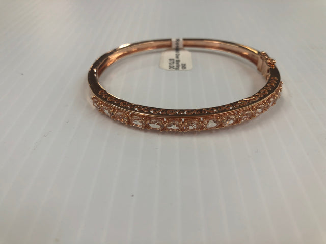 Rose Gold Over Sterling Silver CZ Bangle Bracelet
