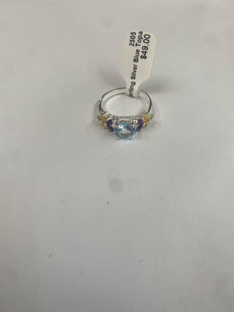Sterling Silver Blue Topaz Ring Size 8.75