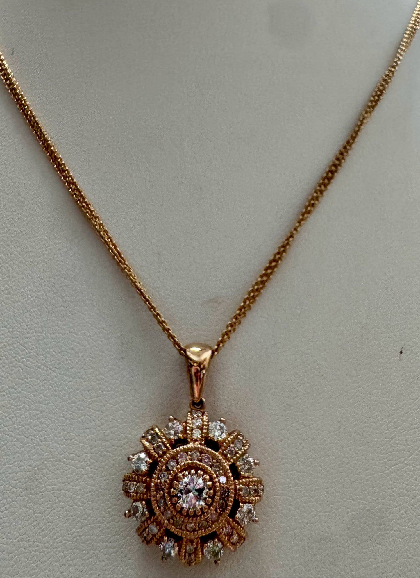 14k Rose Gold 1 ct tw Diamond Rose Gold Pendant & Necklace
